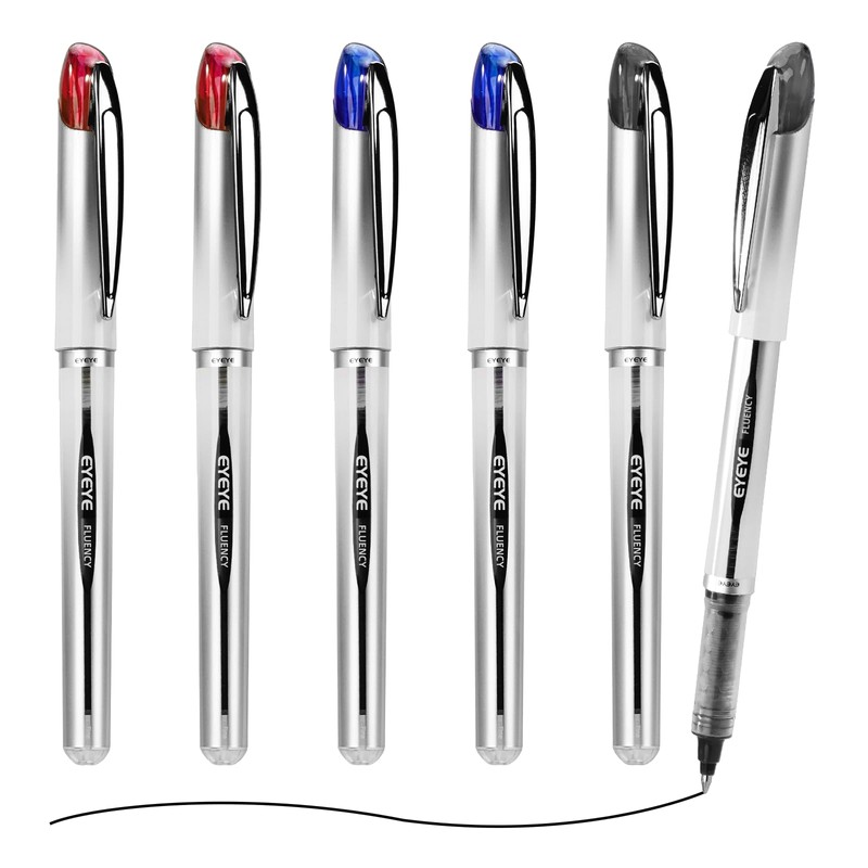 EYEYE Rollerball Pens Medium Point, 3 Assorted Colors 0.7mm Liquid