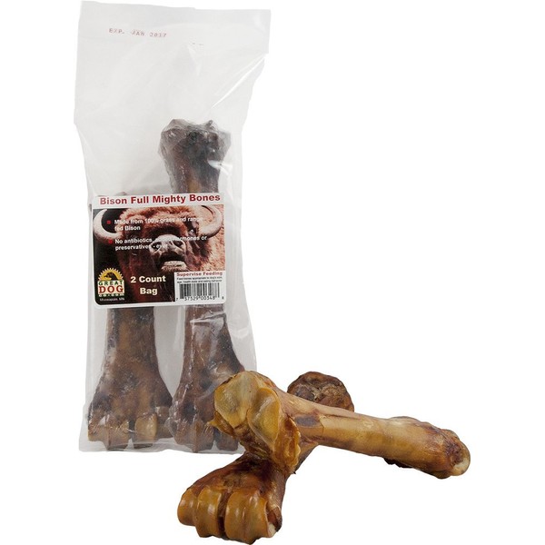 Great Dog Mighty Full Bison Bones - 2 Count Bag