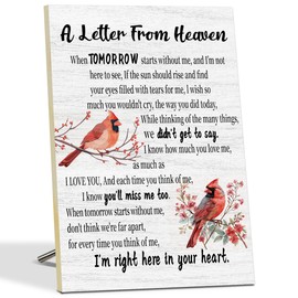 Sympathy Gifts Desk Decor Wood Sign, Red Cardinal Gifts Memorial Gift for Loss of Mother Father Bereavement Gift Christmas Gifts A Letter from Heaven Wall Art -19