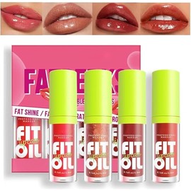 Labiales Pintalabios 4 Colores Brillo de Labios Aceite Labial Hidratante Lip Plumper Gloss Lipstick, Bálsamo Labial Nutritivo con Color Hidratación In