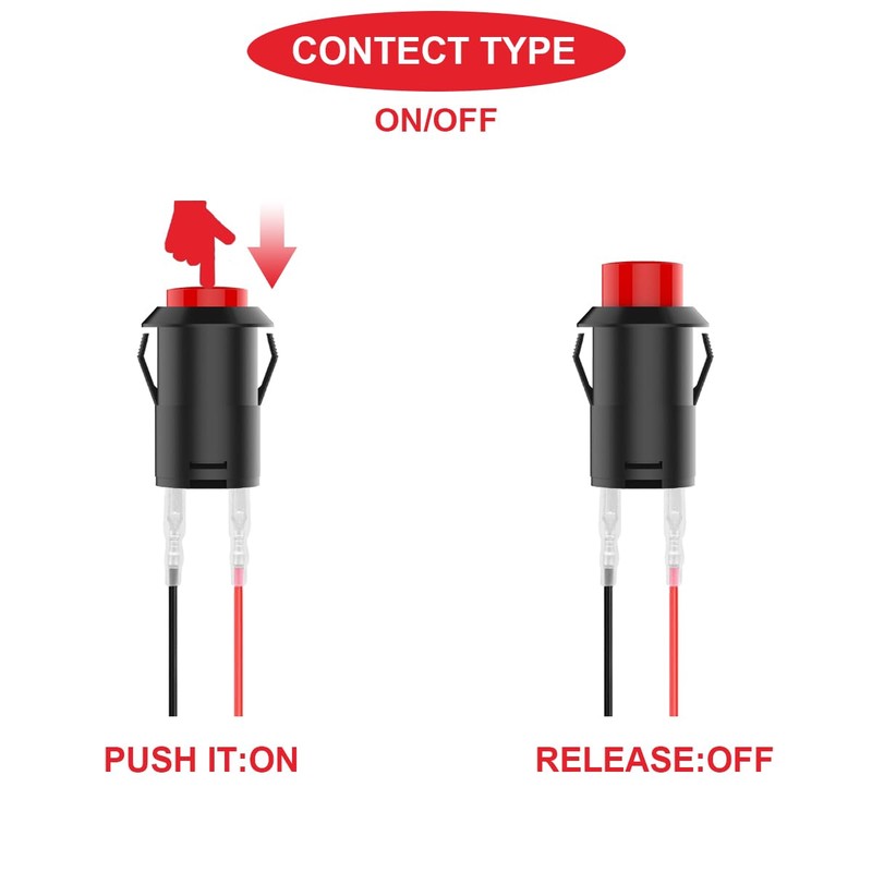 MKBKLLJY Momentary Red Mini Push Button Switch AC 250V/1.5A 125V/3A