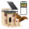 Wooden Squirrel Feeder with HD Camera, Solar-Powered Outdoor Squirrel Bar,