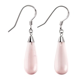 Franki Baker Elegant Natural Rose Quartz Gemstone & 925 Sterling Silver Drop Earrings. Length: 4.5cm