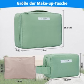 FIVAVA 2pcs Cosmetic Bag Large Small Cosmetic Bag for Women Girls Makeup Bag Waterproof Cosmetic Bag Travel Make Up Bag Portable, Green