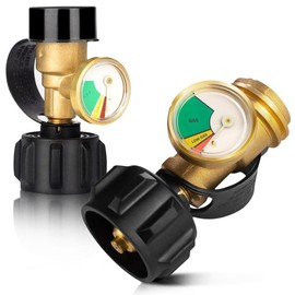 Bestfire 2 PCS Propane Tank Gauge with Leak Detector – Universal Level Indicator for 5-40lb Tanks – QCC1/Type 1 Connection – Brass Construction for BBQ Grills, Camping Stoves & Heaters