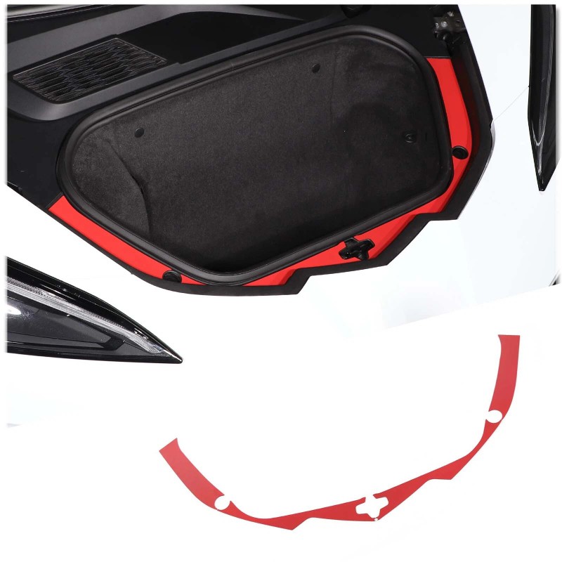 autopart2021 Red Front Trunk Bezel Gloss Stainless Plate Trim For