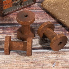 Haofy Bobbins Large Unfinished Wooden Spools, 3Pcs Thread Cord Wire Sewing Reels, Threading Tools with Wide Applications, Smooth Surface for DIY, Practical and Useful Wood Spools for