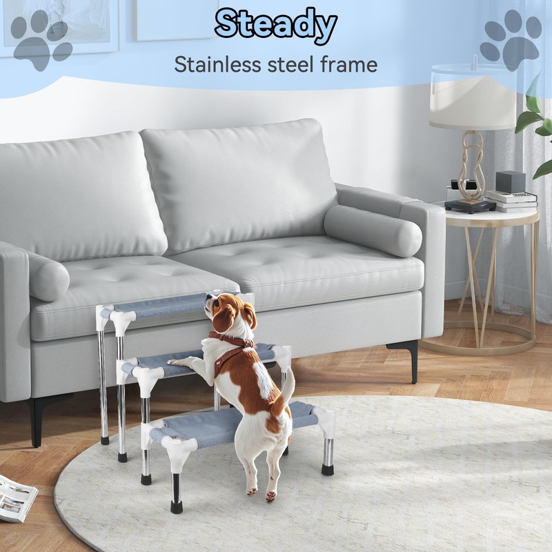 Makerfire Dog Stairs for Small Dogs (3-Step), Dog Steps for