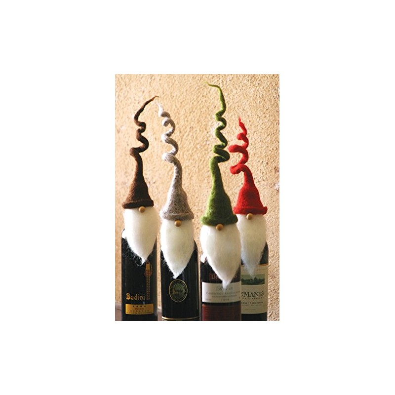 Set of Four Santa Claus Wine Bottle Toppers w/ Curly