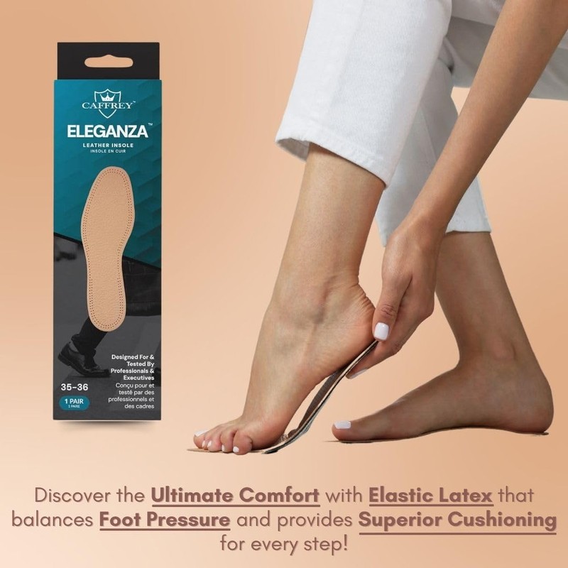 Caffrey Eleganza Natural Sheep Leather Insoles - Soft Latex Foam