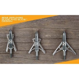 Stryke Rear Deploying Cut-on-Contact Archery Broadheads, 100-Grain, 3-Pack, Carbon Gray