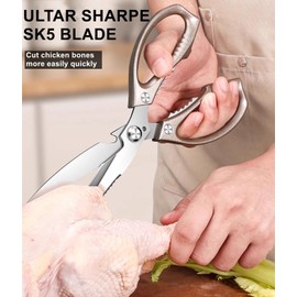 Kitchen Scissors, All Purpose，Ultra Sharp Meat Scissors，Heavy Duty Cooking Scissor，Dishwash Safe Stainless Steel Kitchen Shears for Food, Chicken Bones, Turkey