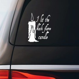 Hocus Pocus Black Flame Candle Sticker Decal Notebook Car Laptop 5.5"x3.75" (White)