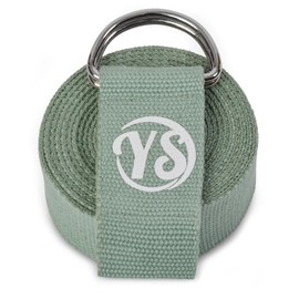 Yoga Studio Yoga Strap, 2.5m (8.2ft) Extra Long Durable Organic Cotton Adjustable Stretching D-Ring Yoga Belt, Exercise, Pilates, Dance, Workout, Gym, Physical Therapy - (Sage Green)