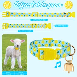 Talltalk Goat Collars with Bells Grazing Copper Bell and Adjustable Nylon Collar Set Loud Bronze Bell for Farm Pet Sheep Cow Sheep Dog Accessories Goat Gift(Lemon,Blue)