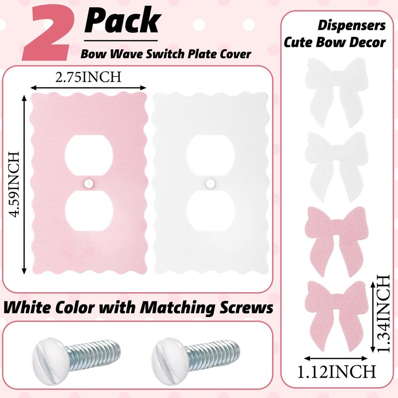 Relaxweex 2 Pcs Pink Bows Light Switch Cover Wall Plate