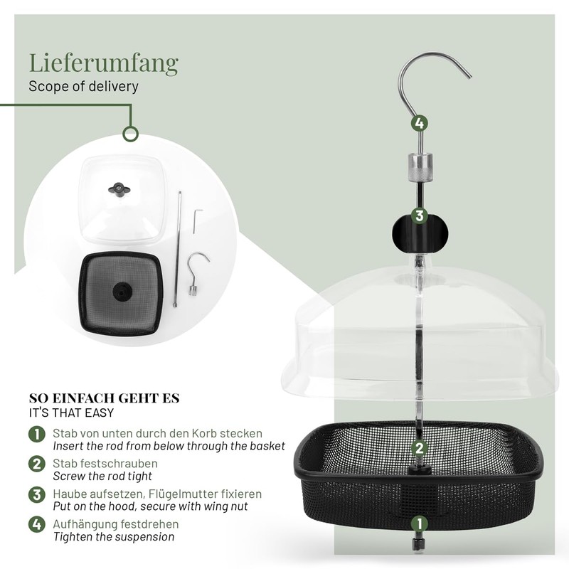 WILDLIFE HOME Mealworm Feeder - Bird Feeder with Rain Cover