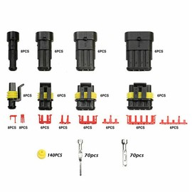 MUYI 384PCS Electrical Connectors Kit, 1/2/3/4 Pin Automotive Electrical Wire Connector Plug Car Electrical Connector Terminals Male and Female