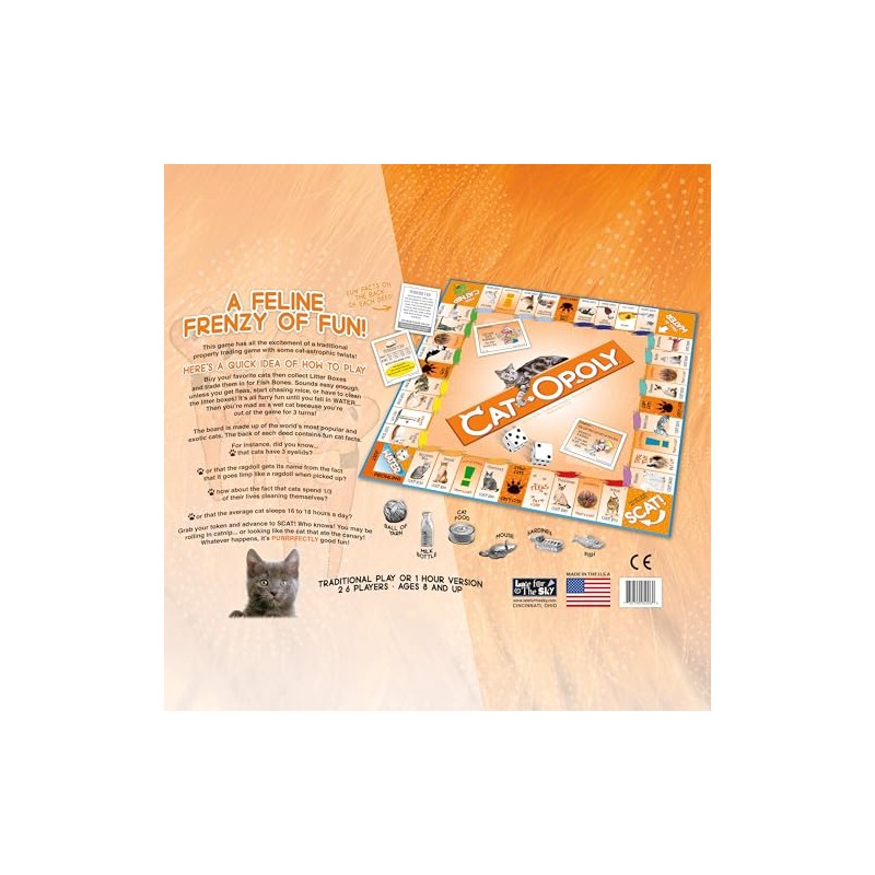 Late for The Sky Cat-opoly - Juego de Mesa Blanco,