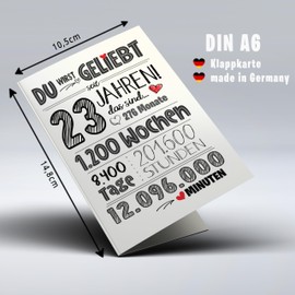 Lovely Cards Süße Karte zum 23. Geburtstag - Karte zum Geburtstag Freundin Freund 23 Jahre - besondere Geschenkkarte Frau - Geburtstagskarte Tochter (23 Jahre) - Geburtstagskarte Sohn (23 Jahre)