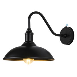 Naurham Dusk to Dawn Exterior Farmhouse Lighting Barn Light Fixture for House with Anti-ponding Bottom, Outdoor Barn Light Gooseneck Lighting for Garage Patio Porch (12.5" Diameter, 1 PC)