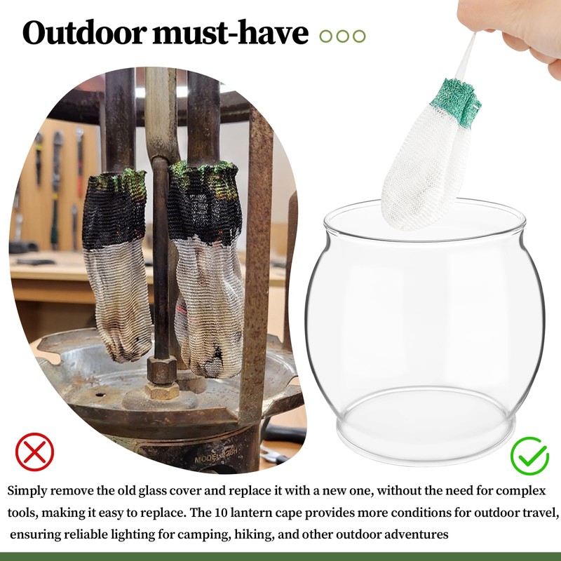 LVACODV 10-Pack Lantern Mantles & Glass Globe Replacement, Compatible with