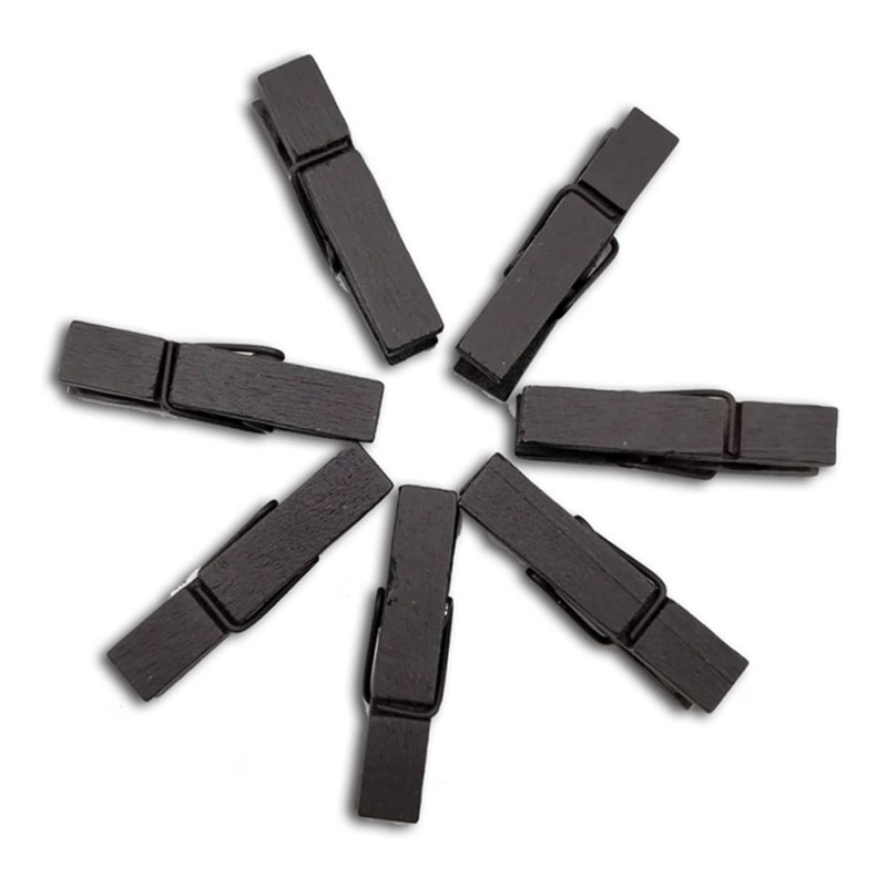 jojofuny 100 Pack 35mm Dark Brown Wooden Clips Food Sealing