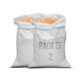 PRIMES DIY Strong Woven Rubble Builder PP Bags with liner, Builders Garden Waste Extra Large Bag Woven Sacks, Heavy Duty Polypropylene PP Rubble White Jumbo Sack (25 x 40 inches) - Pack 2