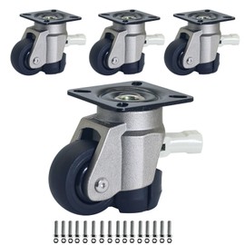 Leveling Casters Wheel with Ratchet Handle(White) Height Adjustable Plate Casters Set of 4 Total Load Capacity 580 Lbs Heavy Duty Industrial Retractable Casters for Workbench, Machine-T50平
