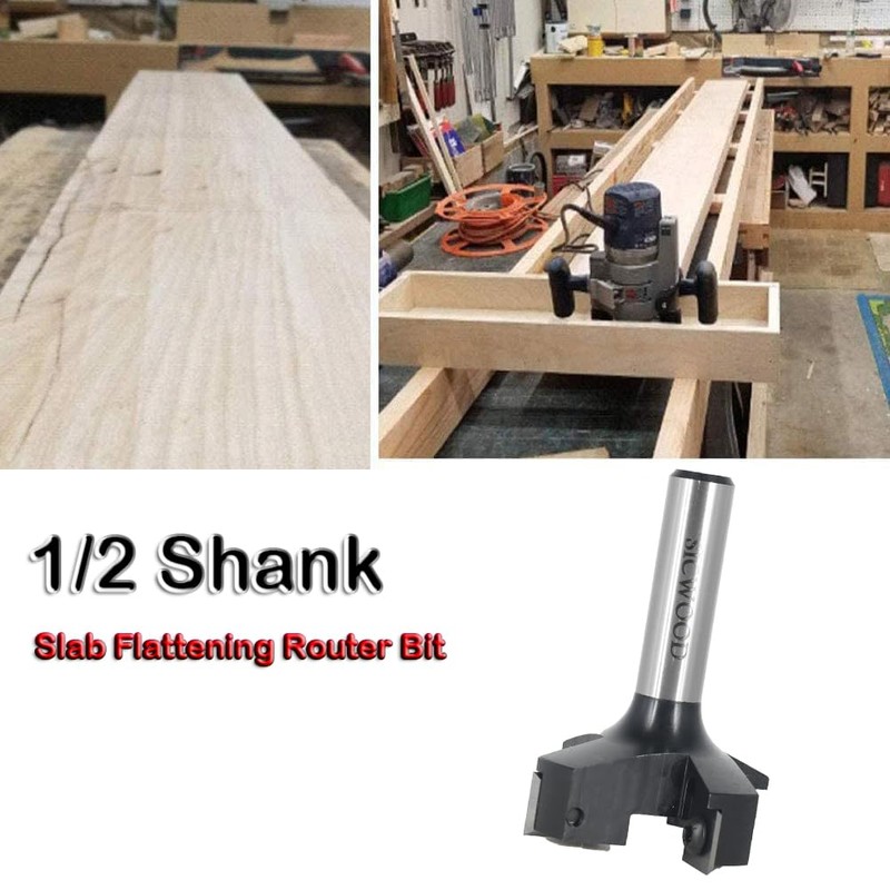 Slab Flattening Router Bit 1/2 Shank, 4-Flute 2" Cutting Dia,