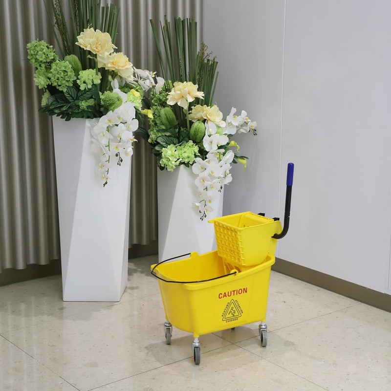 Midoneat Commercial Mop Bucket with Side Press Wringer on Wheels,