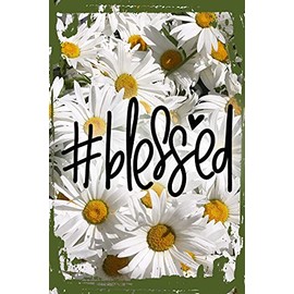 Daisy Flower Wall Sign #Blessed Hashtag Christian Grateful Gifted Jesus Christ Hanging Wall Sign 8 x 12 Decor Funny Gift