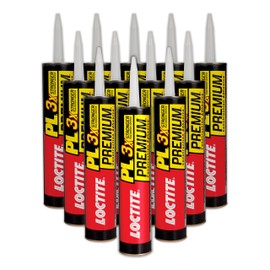 Loctite PL Premium Polyurethane Construction Adhesive, Versatile Construction Glue for Wood, Concrete, Metal & More - 10 fl oz Cartridge, Pack of 12