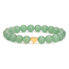 GolbalJew Healing Bracelet For Women Anxiety Beaded Bracelets With Heart Charm Stone Crystal Bracelet Green Aventurine Beads Bracelets Jewelry Gifts For Women