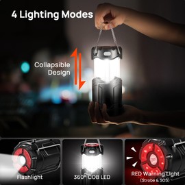 4 Pack Collapsible LED Camping Lantern, Consciot USB C Rechargeable and Battery Powered 2-in-1 Emergency Light with Flashlight and Magnetic Base, Power Outages Hurricane Supplies Survival Kits