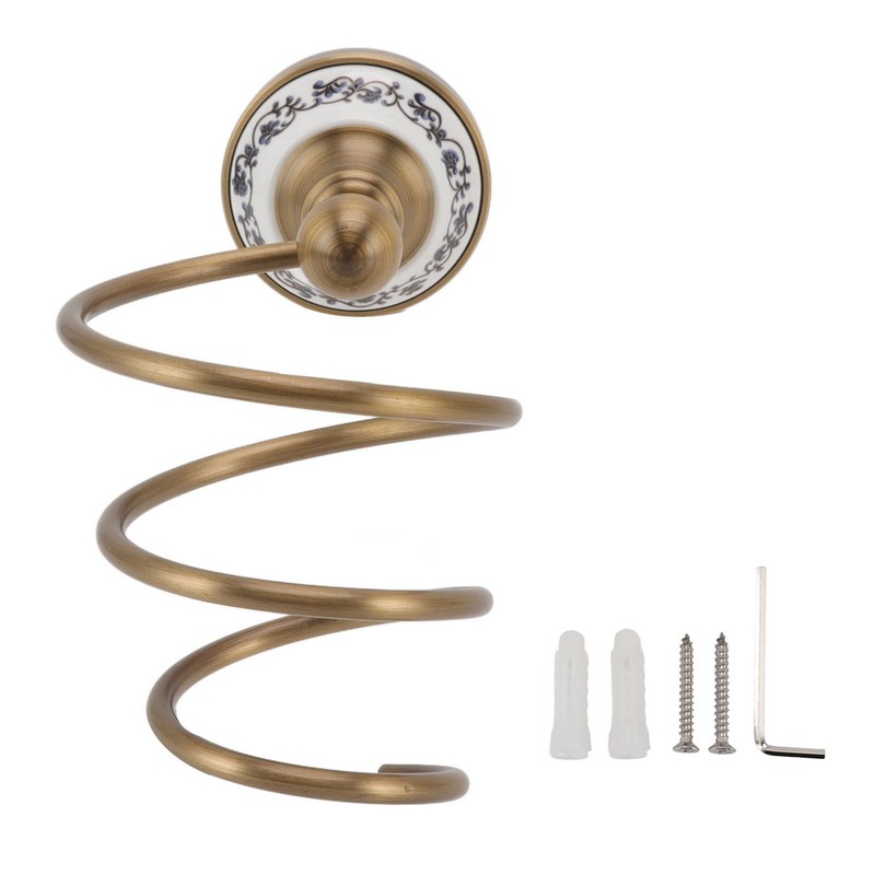 Brass Hair Dryer Holder Antique Retro Hairdryer Hanging Rack for