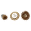3pc Rotary Brass Coated Steel Wire Brush Set Metal Polishing