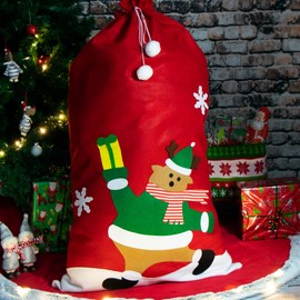 com-four® XXL gift bag for Christmas with reindeer motif - Santa bag to fill - Christmas bag - gift bag for Santa Claus costume and X-Mas decoration