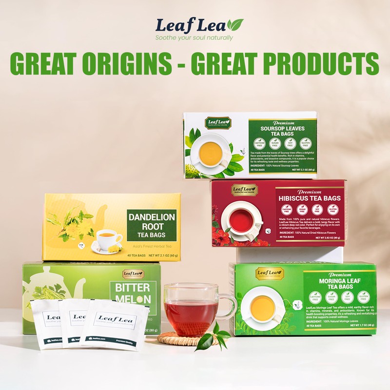 LeafLea 80 Premium Moringa Tea Bags, Moringa Herbal Tea, Made