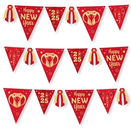 Big Dot of Happiness Lunar New Year - DIY 2025 Year of the Snake Party Pennant Garland Decoration - Triangle Banner - 30 Pieces