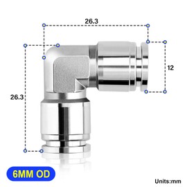 TAILONZ PNEUMATIC 304 Stainless Steel 6 mm or 90 Push to Connect Fittings Tube Elbow Connect Push Fit Fittings Tube Fittings Push Lock PV6 (Pack of 1)