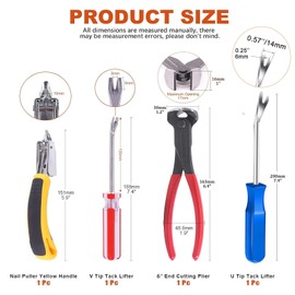 4pcs Upholstery Staple Remover Tack Puller Nail Remover Tool Set Nail Puller Plier, Staple Puller, Tack Lifter, Fastener Remover, for Furniture Floor Wall Wooden Case Car Photo Frame (Style1)