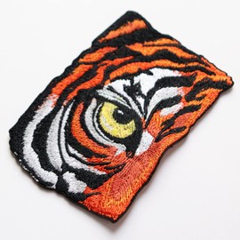 Tiger Eye Patch Iron On Embroidered Tiger Patch with Instruction Manual (Japanese)