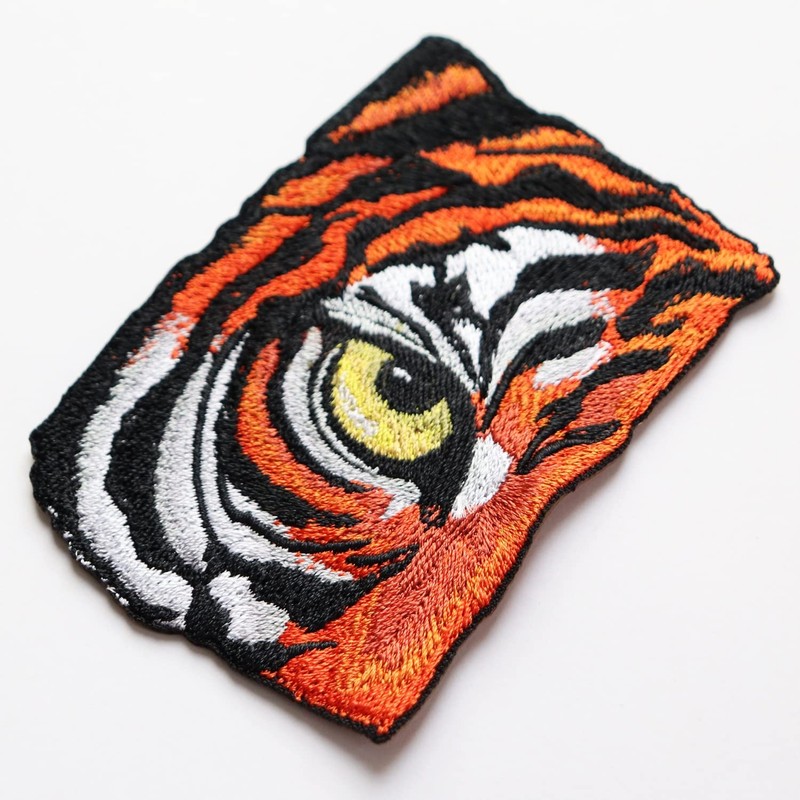 Tiger Eye Patch Iron On Embroidered Tiger Patch with Instruction