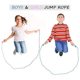 Jump Rope for Kids, Lorvain Adjustable Skipping Rope | Kids Jump Ropes with Wooden Handle for Girls Boys, Weighted Jumping Ropes for Fitness Workout E
