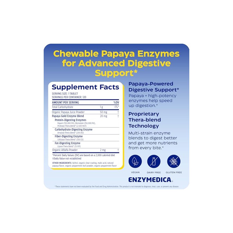 Enzymedica Papaya Gold, Enzimas Digestivas Avanzadas con Papaya Org?nica