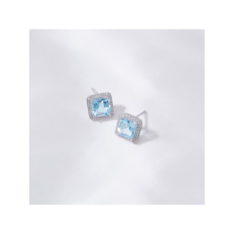 [SUMMER BRIGHT]Shining blue topaz gemstone earringsOTE123705RWL plating color / [SUMMER