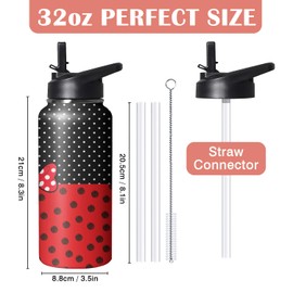 Cute Cartoon Mouse Tumbler with Top Handle and Straw Lid Gift for Boys Girls Water Bottle Travel Kettle Cup for Car Cold and Hot Stainless Steel Double Wall Insulated Mug (bow tie, 32OZ)