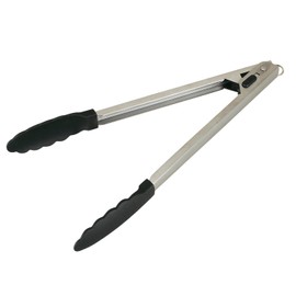 KAI KAI KITCHEN DH8083 Nylon Cooking Tongs, 11.0 inches (28 cm), Lockable, Dishwasher Safe, Silver, Made in Japan