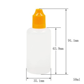 NANSHINE 10 ml - 120 ml de plástico LDPE líquido punta cuentagotas para ojos vacíos con tapa resistente a los niños (botellas + tapas de colores de mezcla + puntas + etiqueta) 50 ml x 20 unidades